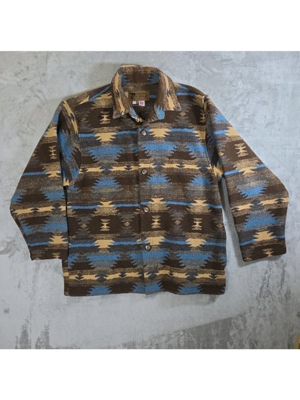 Vintage Bear Ridge Outfitters Fleece Jacket Brown Button Down Aztec XL USA